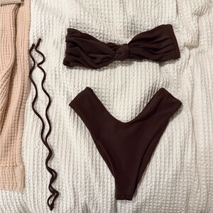 Brown Bandeau Bikini Set
